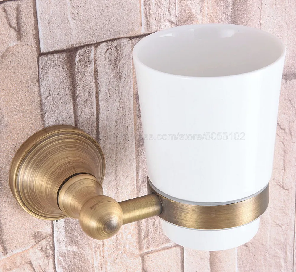 Держатель для чашки ванной комнаты античный латунный керамический держатель