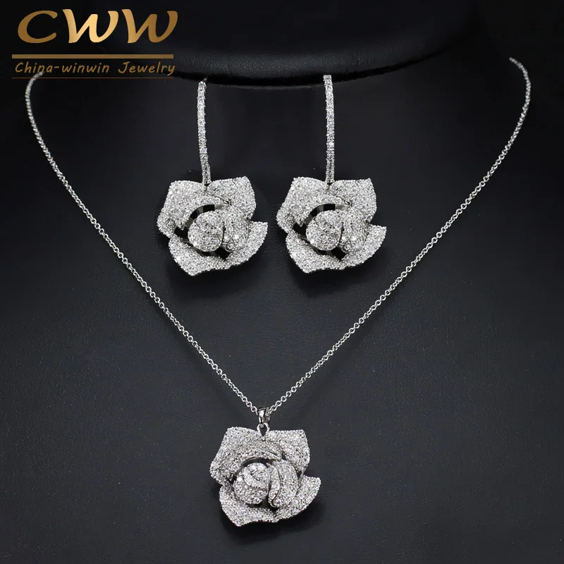 Модные брендовые женские ювелирные изделия cwwzircon красивый комплект из кулона и