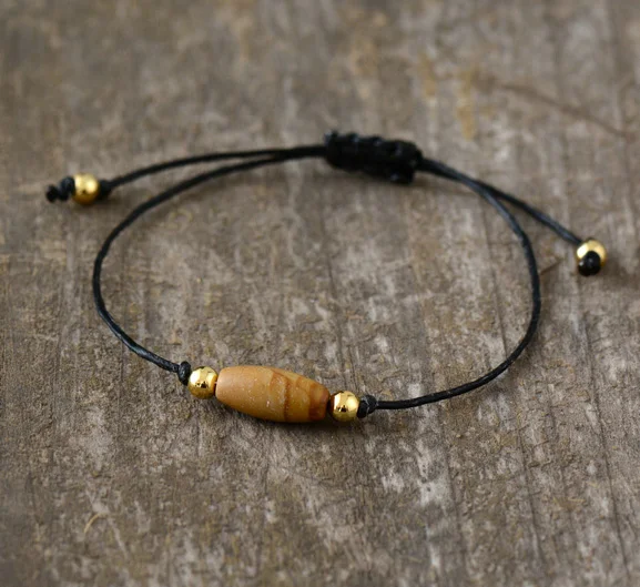Jasper 2 Простые браслеты, модные, натуральные камни, регулируемый браслет, ручная работа, из бисера, Boho, браслеты дружбы, Прямая поставка, ювелирные изделия - Окраска металла: Jasper 2