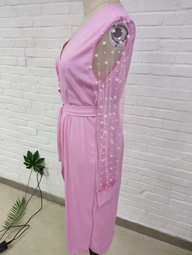 Женское Сетчатое вечернее платье с v образным вырезом повседневное однотонное