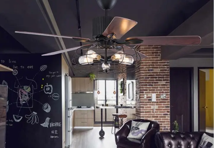 Лофт промышленный E27 вентилятор люстра винтажный Ресторан тихий дом