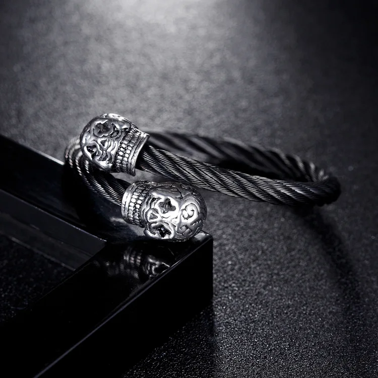 Панк готический витой проволоки из нержавеющей стали мужской браслет на
