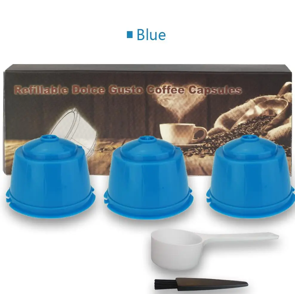 3/6 шт. многоразового combinacapsule Кофе капсула nescafe 6 цветов Dolce Gusto многоразового пользования капсулы Dolce Gusto капсулы 1 ложка+ 1 щетка - Цвет: 3 pcs with box