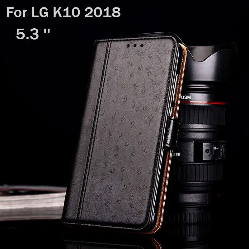 Роскошный чехол для LG K10 2018 из страусиной кожи с подставкой Модный Цветной