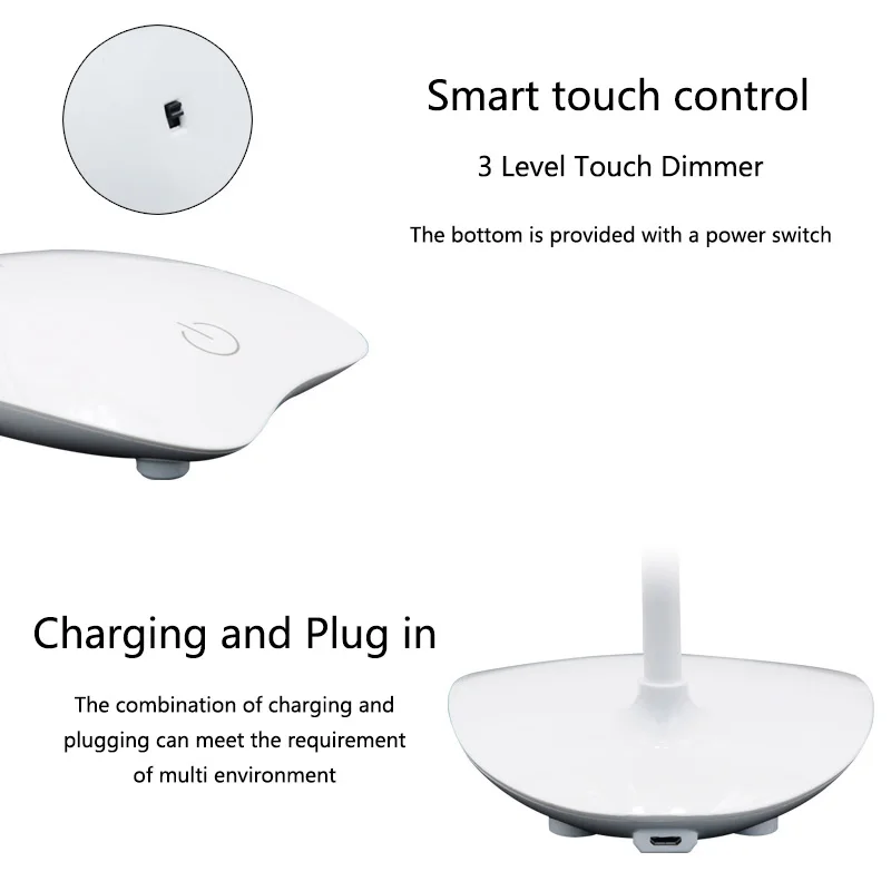 Перезаряжаемые светодиодные настольные лампы современные USB 3 уровня яркости 5 В
