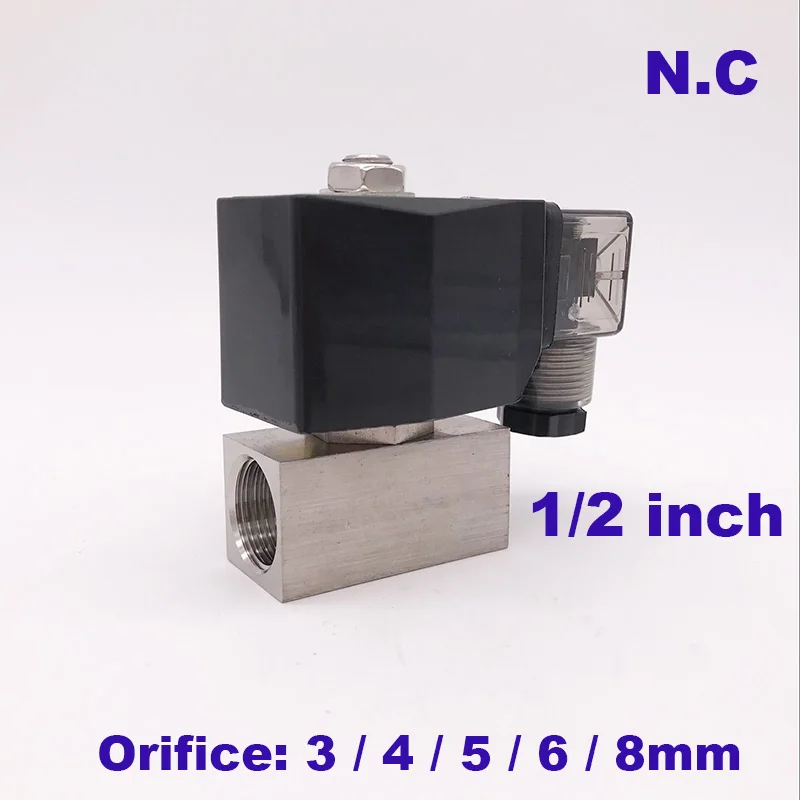 GOGO 12V 24VDC нормально закрытый прямого действия Нержавеющая сталь Малый газ CE 2 способ электромагнитный клапан 1/" BSP 5 мм 8 мм NBR