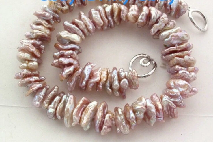 free shipping 003629 Lavender Pink Unusual Biwa Pearl Necklace 14 | Украшения и аксессуары