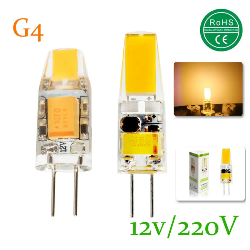 10x мини G4 LED лампа COB 3 Вт 6 DC/AC 12 В AC 220 свет 360 Угол луча люстра огни заменить