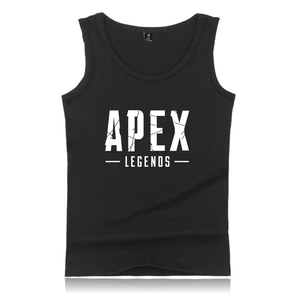 Мужские майки с принтом в виде персонажей из игры Apex Legends черные повседневные