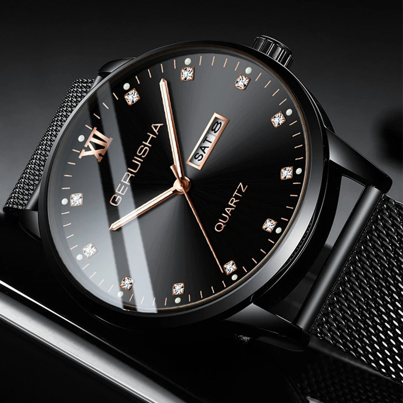 GERUISHA мужские часы Лидирующий бренд Роскошные повседневные кварцевые