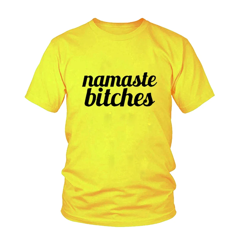Футболка Namaste Bitches с надписью женские Забавные топы женская футболка серые