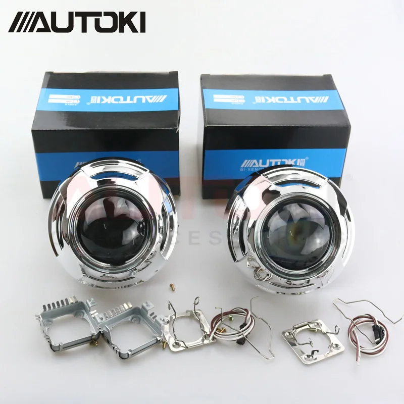 Биксеноновые линзы для проектора Autoki 3 0 дюйма Koito Q5 + полные круглые кожухи Apollo 2