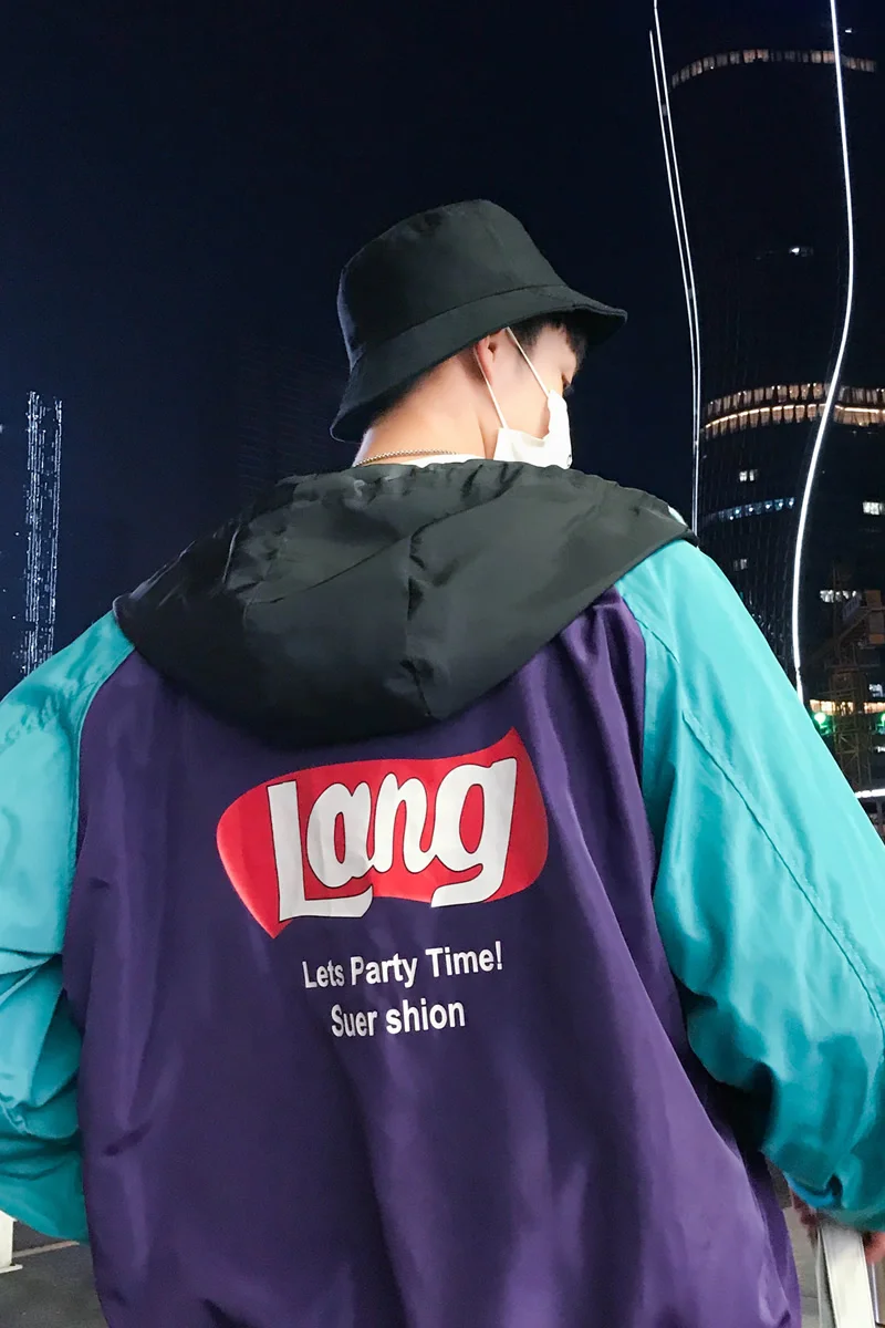 

Black Jacket Plus Size Spliced Violet OuterWear Student Jacket Coat Autumn 2018 New MOOWNUC Fashion Male Hip Hop Youth Casual