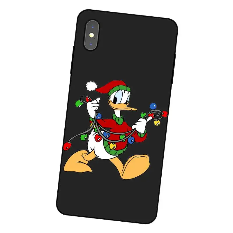 P043 Donald Duck Black Silicone Case Cover For Apple iPhone 11 Pro XR XS Max X 8 7 6 6S Plus 5 5S SE |