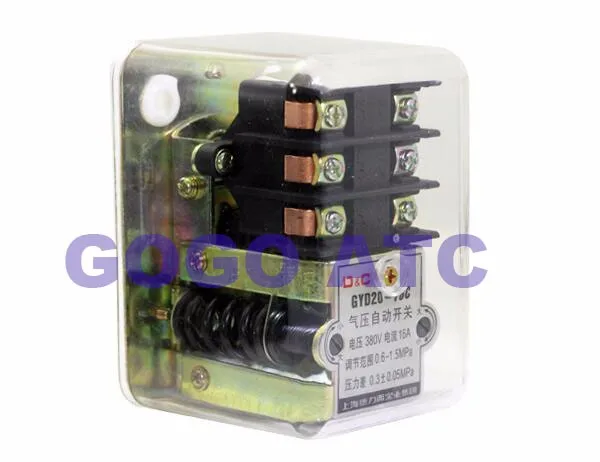 GYD20-16C высокое качество 2HP-10HP 0,6-1.5mpa 380 В 15A прозрачный переключатель давления для компрессора воздушного насоса клапан управления
