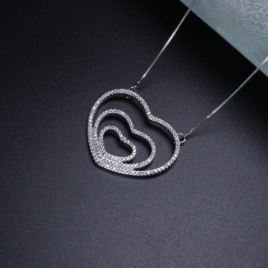 Женское Ожерелье Kinforse с подвеской в виде сердца из микро циркония PWX020|zircon pendant|zircon