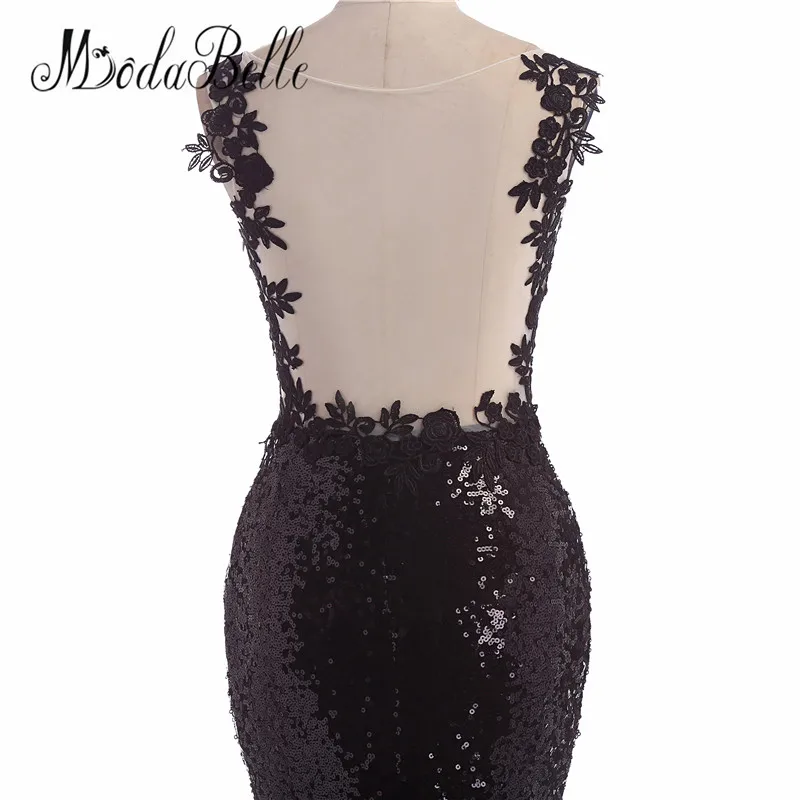 

modabelle Black Lace Sequin Evening Dress Split Side Sexy Backless Robe Soiree Longue Special Occasion Dresses Formal Gowns 2018