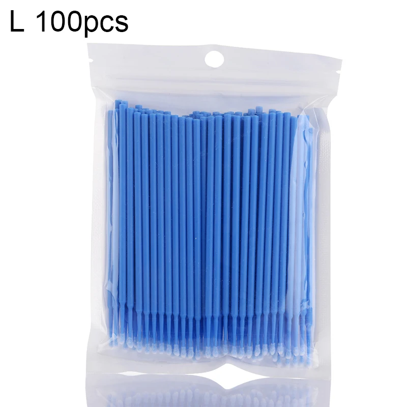 Large x 100pcs Yolix 100 шт микро прочный одноразовый инструмент для очистки ресниц для наращивания ресниц, кисти для макияжа, аппликаторы, кисти для туши, тампоны - Handle Color: Large x 100pcs