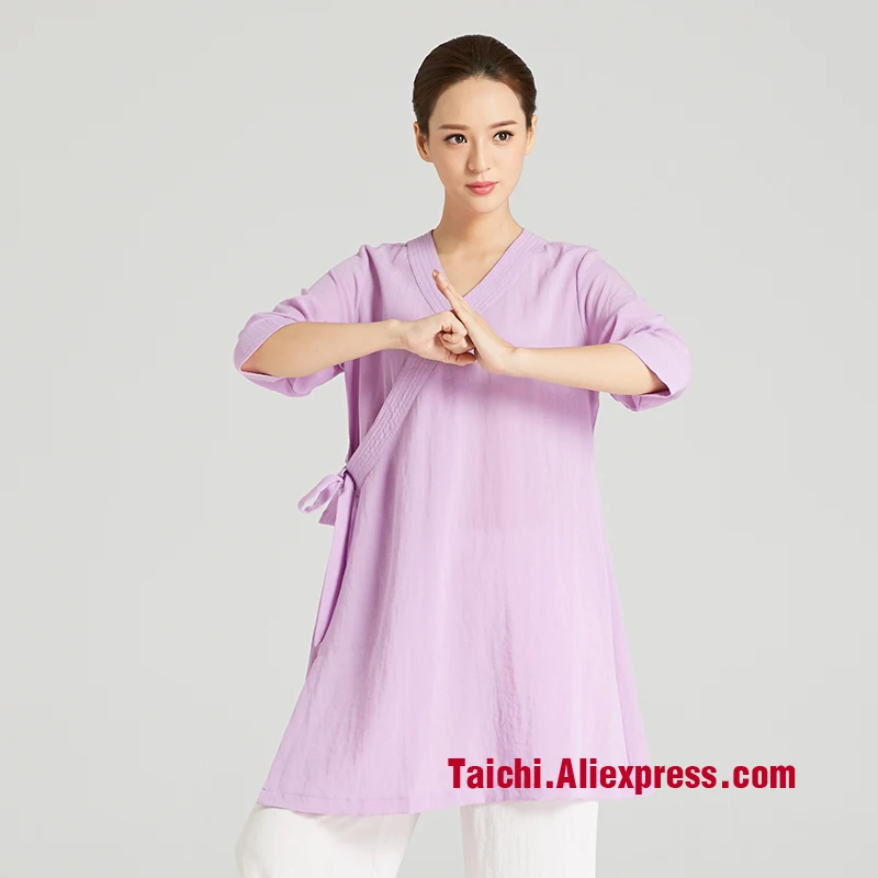Халат женский в китайском стиле с косым воротником и юбкой|tai chi|martial arts clothingtaoist robe