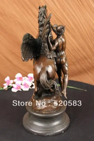 Perseus and Pegasus Bronze Marble Sculpture By Vitaleh Mythical Figurine | Дом и сад