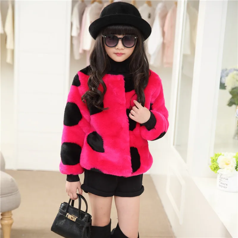 Kids Coats Girls Winter 2018 Fashion Faux Fur Thicken Warm Polka Dot Jacket Brand Casaco Infantil Girl jackets Coat |