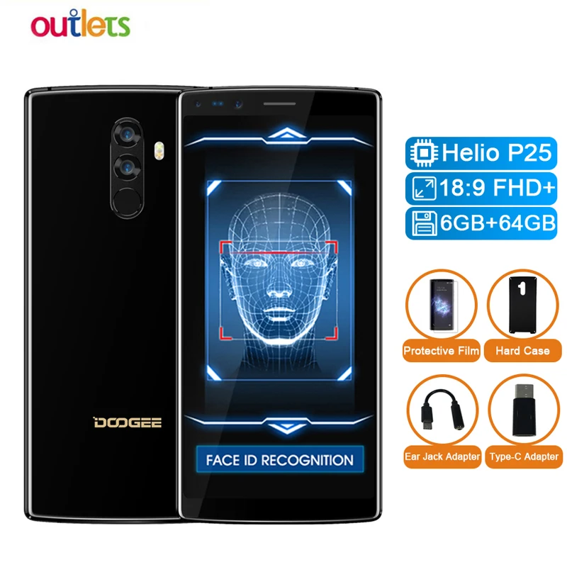 DOOGEE Mix 2 6 ГБ ОЗУ 64 Гб ПЗУ Helio P25 Восьмиядерный 5 99 ''FHD + смартфон Quad Camera 16 0 13 MP 8 Android 7