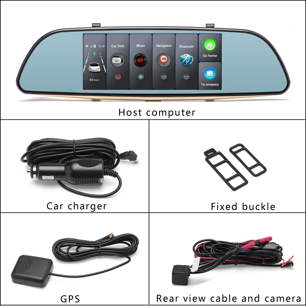 Podofo 5 &quot3g Автомобильная камера DVR gps Bluetooth двойной объектив зеркало заднего вида
