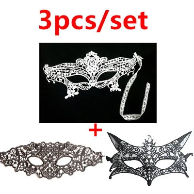 3pcs Party Mask Женский, черный Сексуальная кружевная маска для глаз для костюм на карнавал и Хэллоуин; маскарадный костюм; половина уход за кожей лица мяч Вечерние Маски праздничные вечерние поставки 1/2/3 предмета в комплекте - Цвет: 3pcs Party Mask