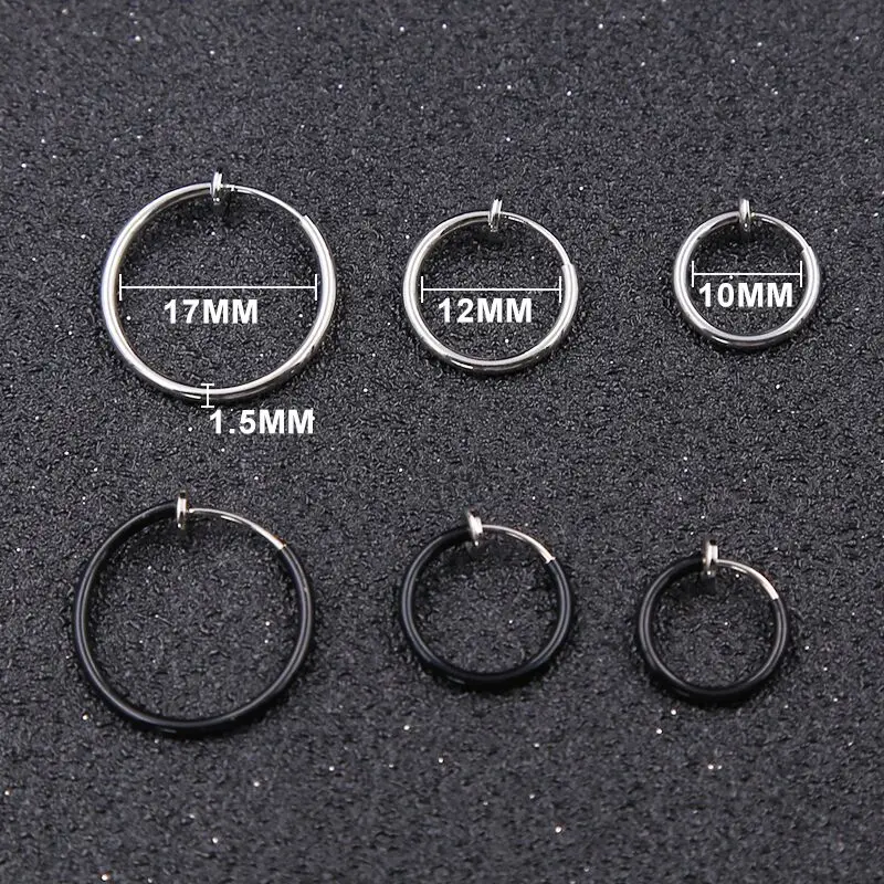 Fashion Ear Clip on No Pierced Ear Clip Circle Earring Lip Nose Ring Body Jewelry Clip on Earring No Pierced Ear Cartilages