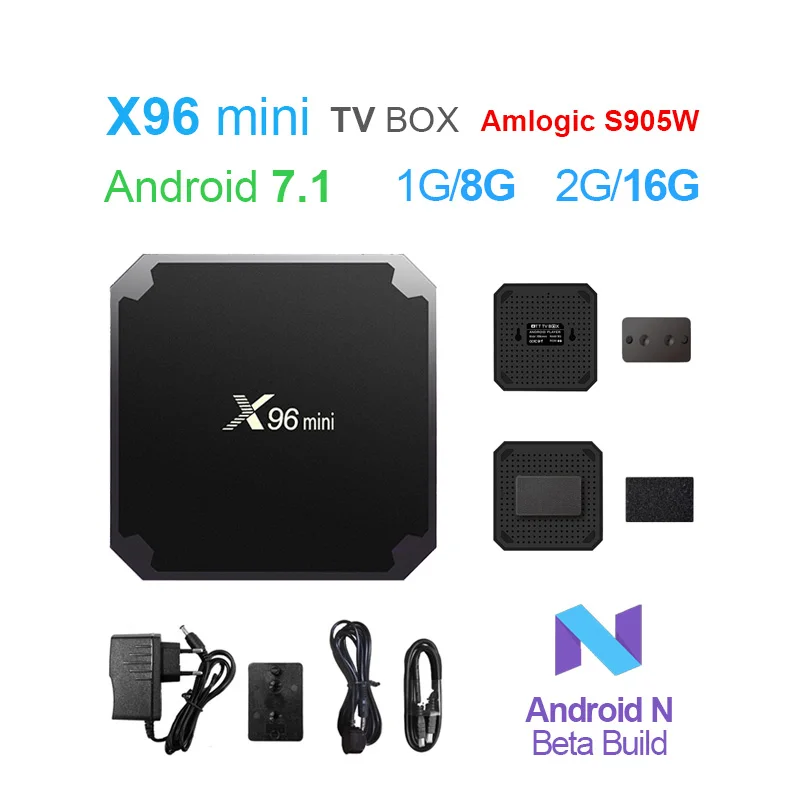 X96 Мини Android 7 1 Smart tv BOX 2 Гб 16 ТВ коробка Amlogic S905W четырехъядерный поддержка 4 K 30tps ГГц