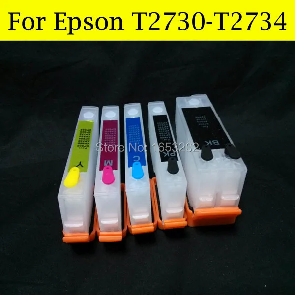 5 цветов T2730-T2734 Refillable патрон чернил для принтера Epson XP520 XP600 XP610 XP620 XP700 XP800 XP810 XP820