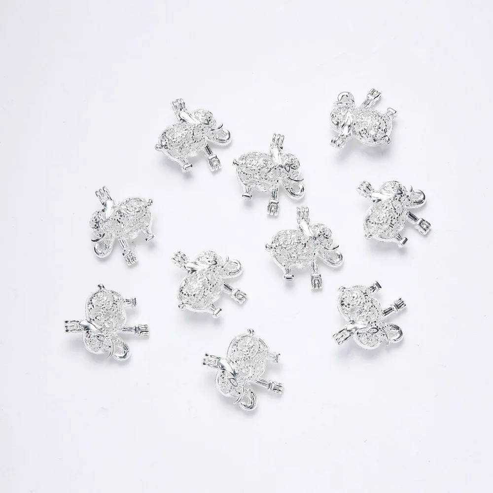 10 шт Серебряный тон смешанный стиль медные жемчужные бусины клетка медальоны