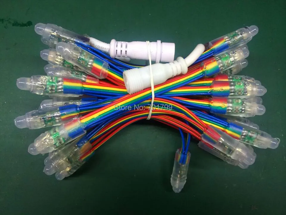 IP68 DC12V вход 12 мм сквозное отверстие светодиодный узел сброса RGB 100 шт. в нитку с 13 5 4