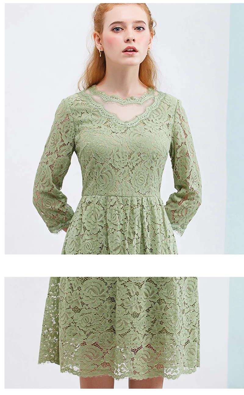 Onlyplus S-XXL в винтажном стиле открытое кружевное платье личность Воротник модные тонкие осенние вечерние платье по колено для Для женщин