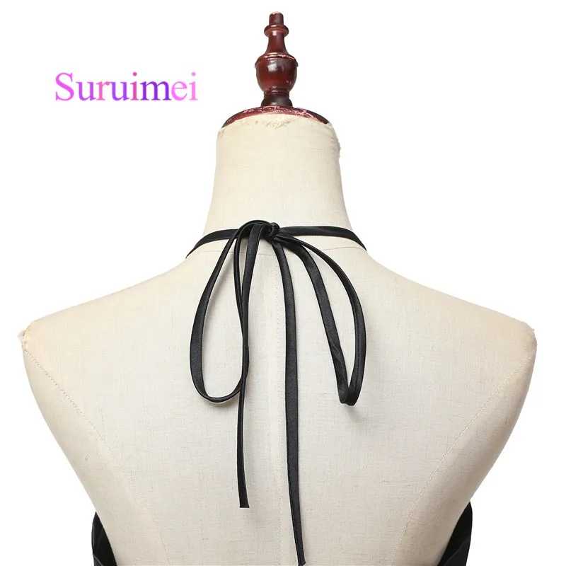 2018 г. Элегантные Лидер продаж Halter платья Robe De Soiree без рукавов атласная line