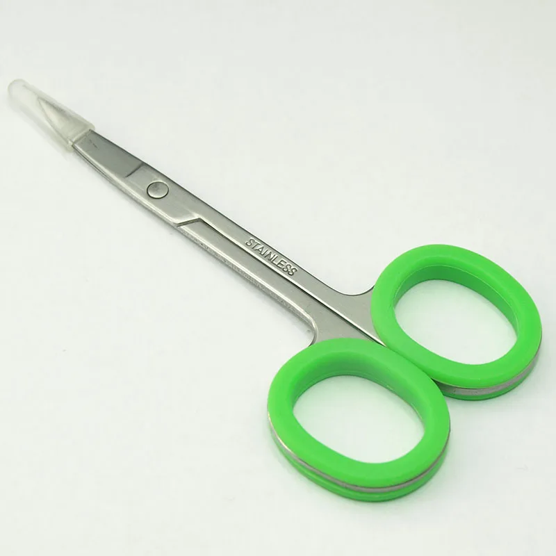 EasyNail 2pcs нержавеющая сталь с зеленым силиконовым кольцом подстриженная брови косметические инструменты ножницы марлевые резки, ножницы для кутикулы
