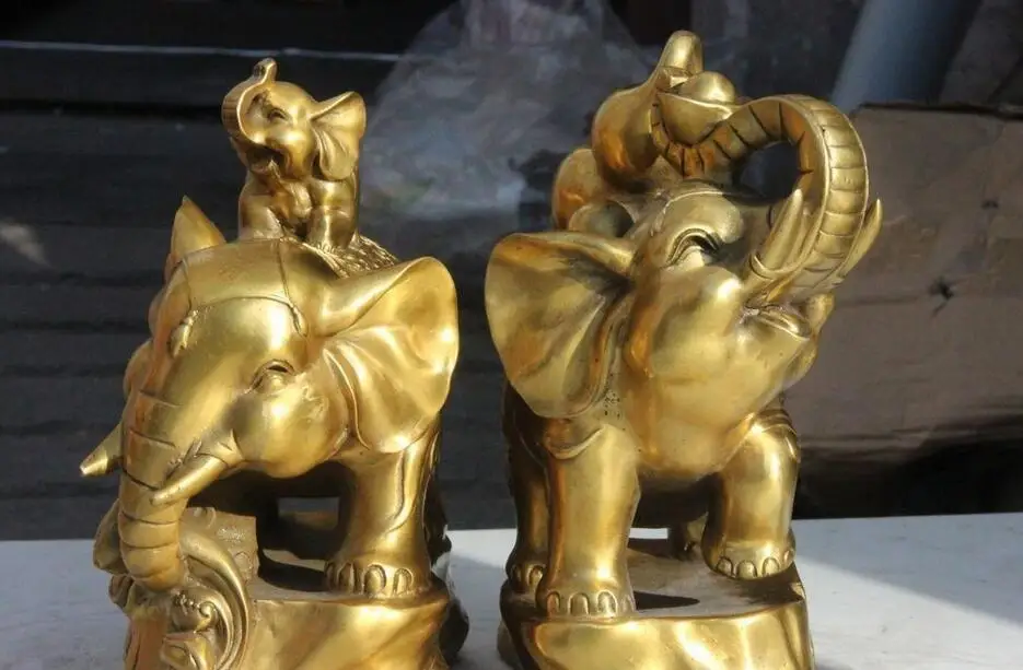 Китайская латунная статуя благословения слона богатства тыквы летучей мыши | Дом