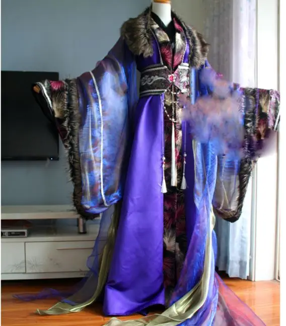 3 вида конструкций мужской фиолетовый костюм с цветком лотоса Chong Lian Hanfu длинным