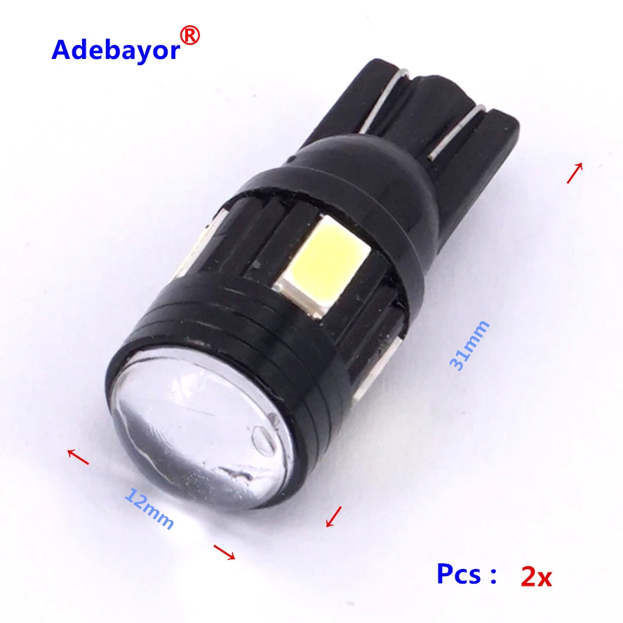 2 X T10 6 SMD 5630 Высокая мощность 3 Вт супер яркий широкий индикатор приборной лампы 194