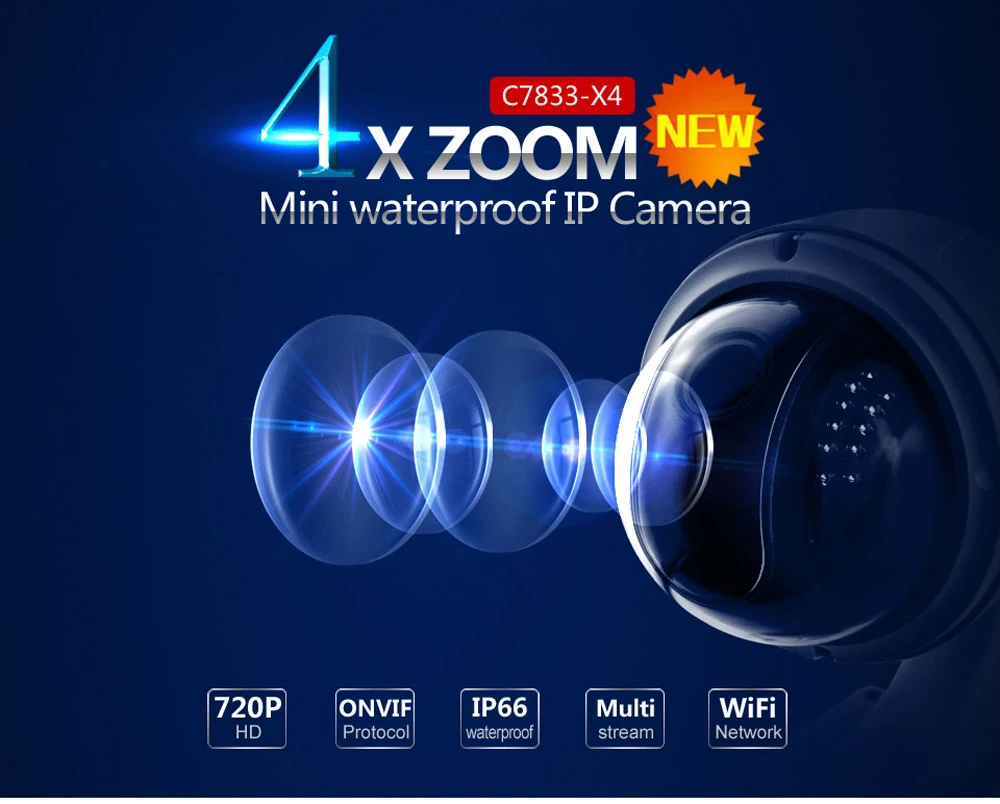 Vstarcam C33 X4 720P HD 2 8 ~ 12 мм 4X зум Onvif инфракрасный Беспроводной WI FI открытый