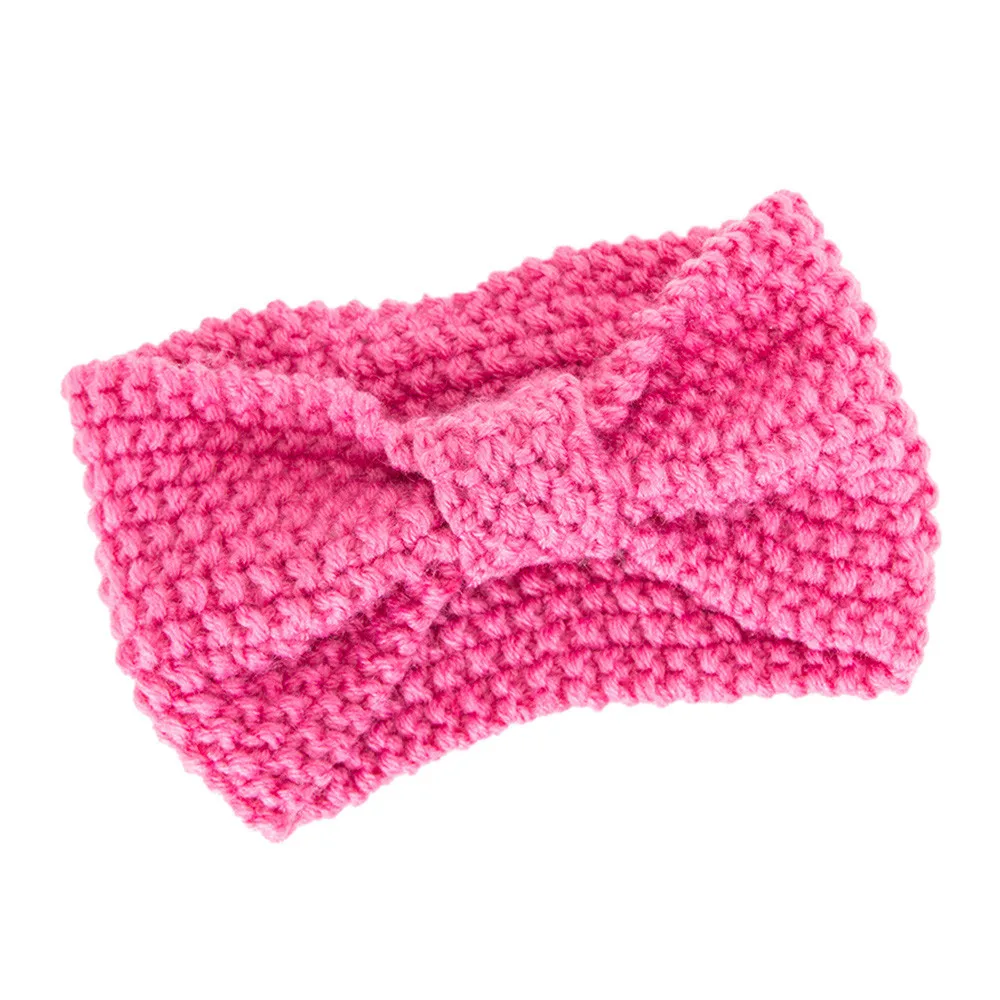 Pink Женская вязаная повязка на голову с бантом ручной работы - Цвет: Pink
