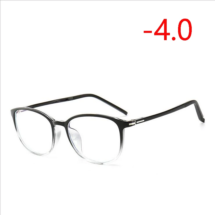 Myopia 400 Ультра-светильник TR90 студенческие очки по рецепту для женщин и мужчин Ретро Анти-УФ овальные готовые очки для близорукости красная/черная/фиолетовая оправа 0~-4,0 - Цвет оправы: Myopia 400