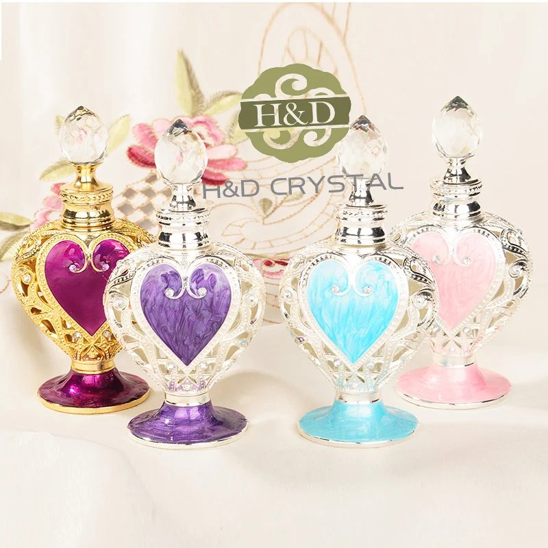 H&ampD 8ml Loving Heart Retro Metal Glass Perfume Bottles Empty Refillable Bottle (purplish red) Lady's Gifts | Красота и
