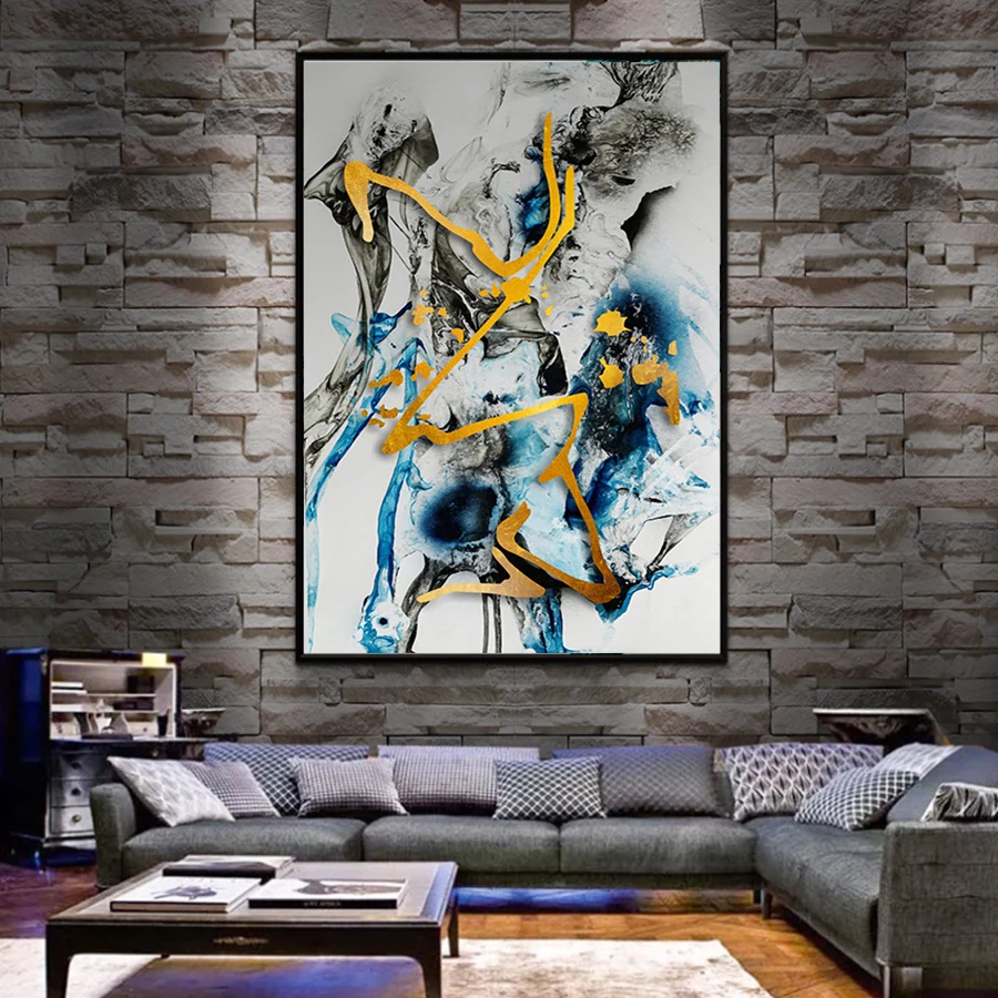 Nordic Мрамор Wall Art плакат абстрактный Золотой геометрической формы фотографии