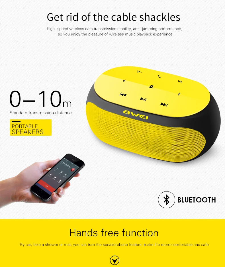 DRXENN Awei Y200 Bluetooth Speaker Portable Wireless Soundbar Mini Music Boombox For Computer Phone Support Bluetooth TF USB