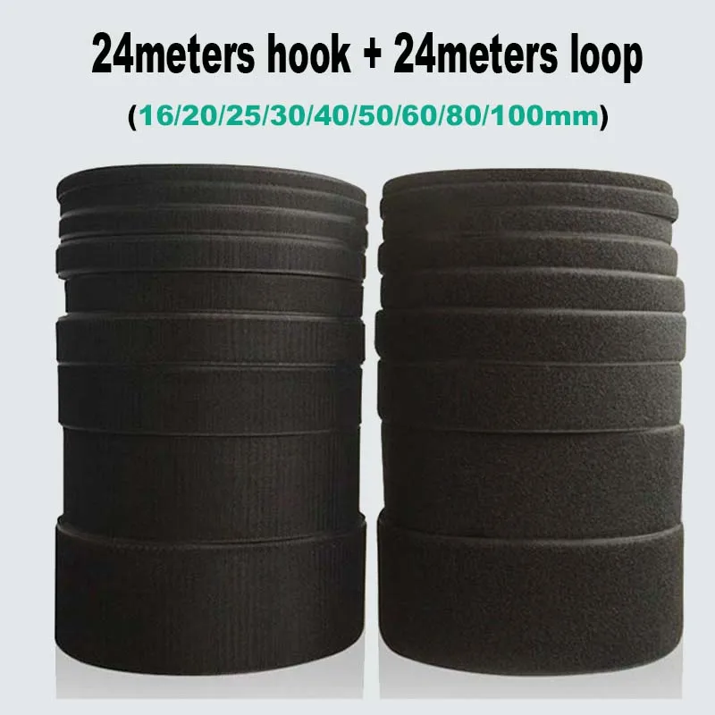 24m hook /24m loop black velcros no adhesive and fastener tape sewing magic sticker velcroing strap couture strip | Дом и сад