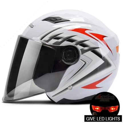 Мотоциклетный шлем Casco Moto 3/4 шлем с открытым лицом скутер Casco Moto rbike Capacete модульный откидной шлем - Цвет: White wind with lamp