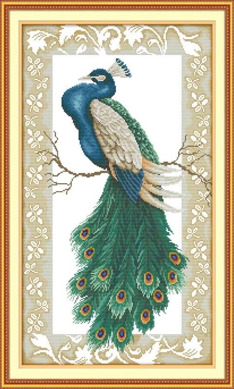 

Peacock on the branch cross stitch kit 14ct 11ct pre stamped canvas cross stitching animal embroidery DIY handmade needlework