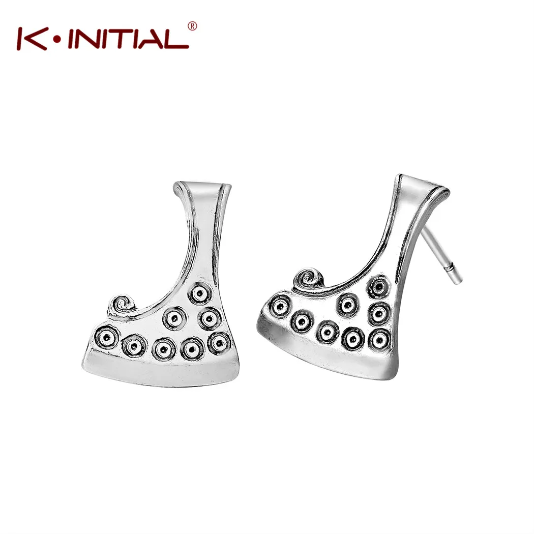 Kinitial Модные металлические серьги-гвоздики в форме топора для женщин и мужчин