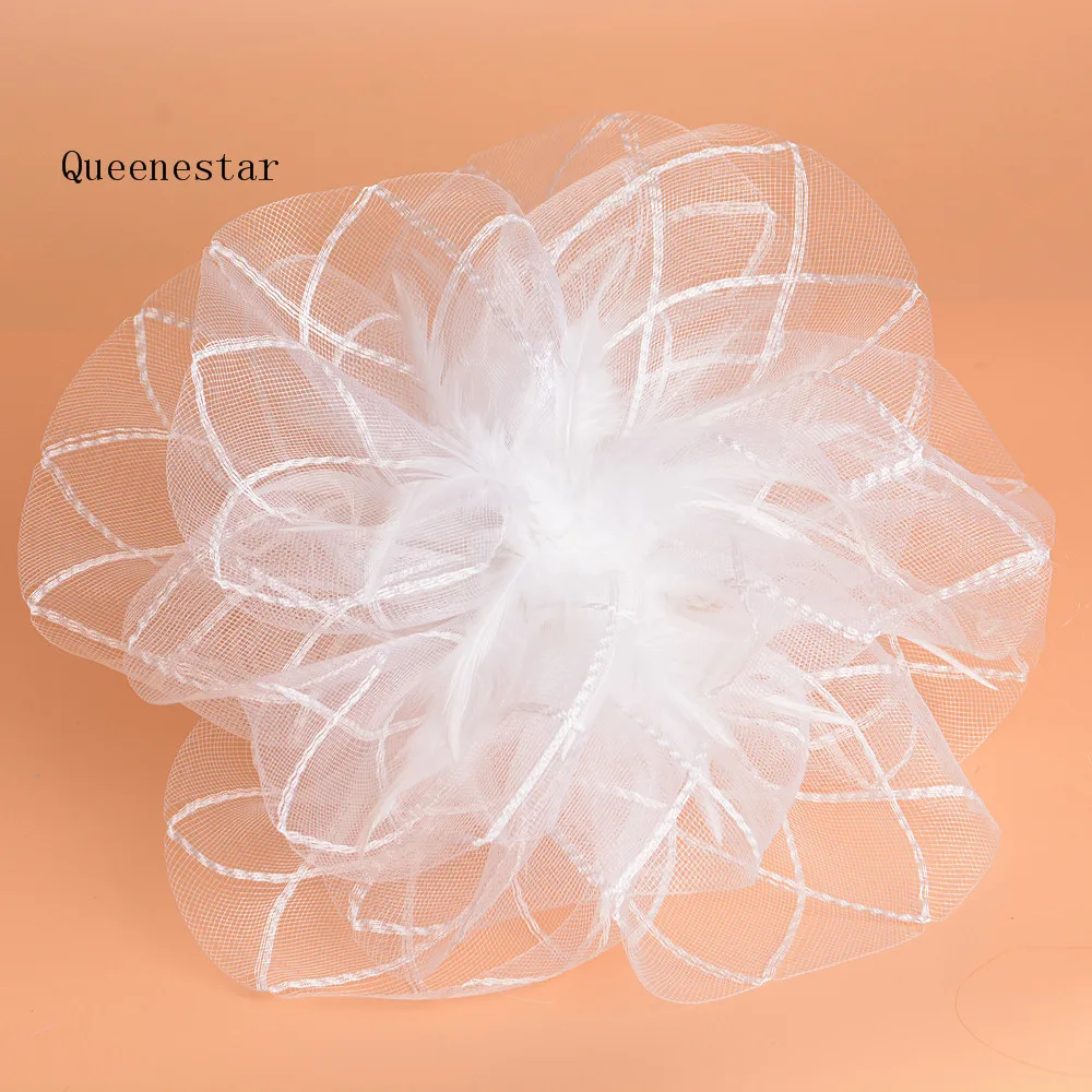 Женская кружевная шляпка с перьями разноцветная Свадебная из сетчатой ткани